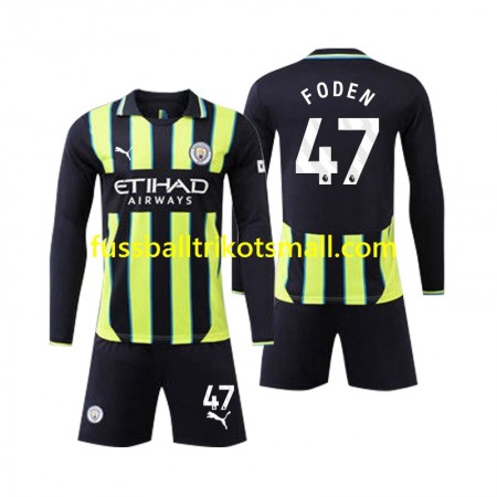 Fußballtrikots Manchester City Phil Foden 47 Kinder 2024-2025 Langarm Auswärts-trikot kaufen